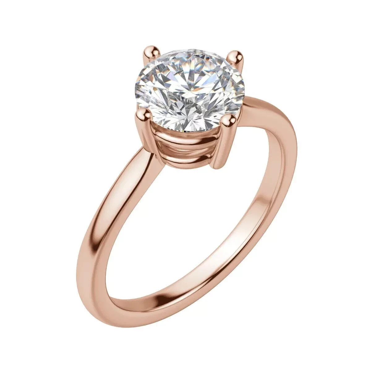 14k Rose Gold Lab Grown Diamond Wedding Ring 2 Carat Round Cut IGI E F VVS CVD