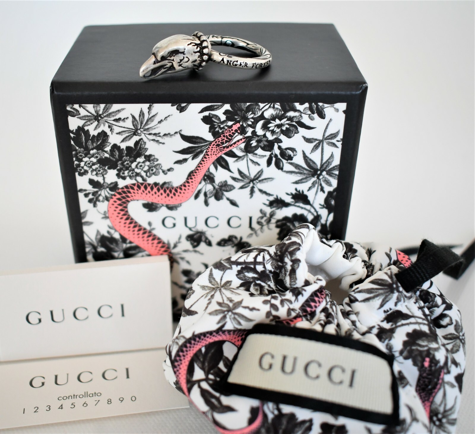 🆕GUCCI *ANGER FOREST* EAGLE HEAD .925 STERLING SILVER Men’s Ring IT-25 US-11