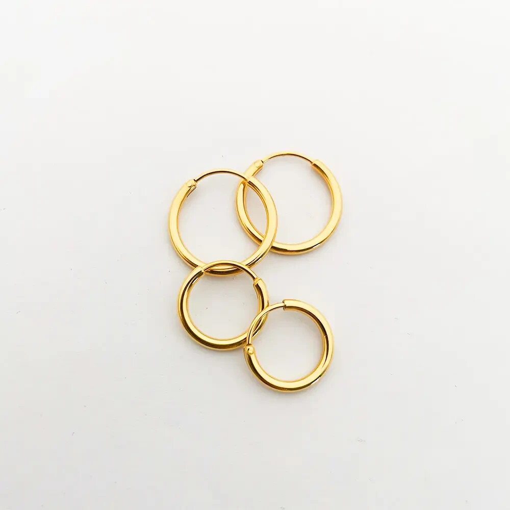 9CT GOLD 12.5mm SLEEPER HOOP EARRINGS – PAIR –