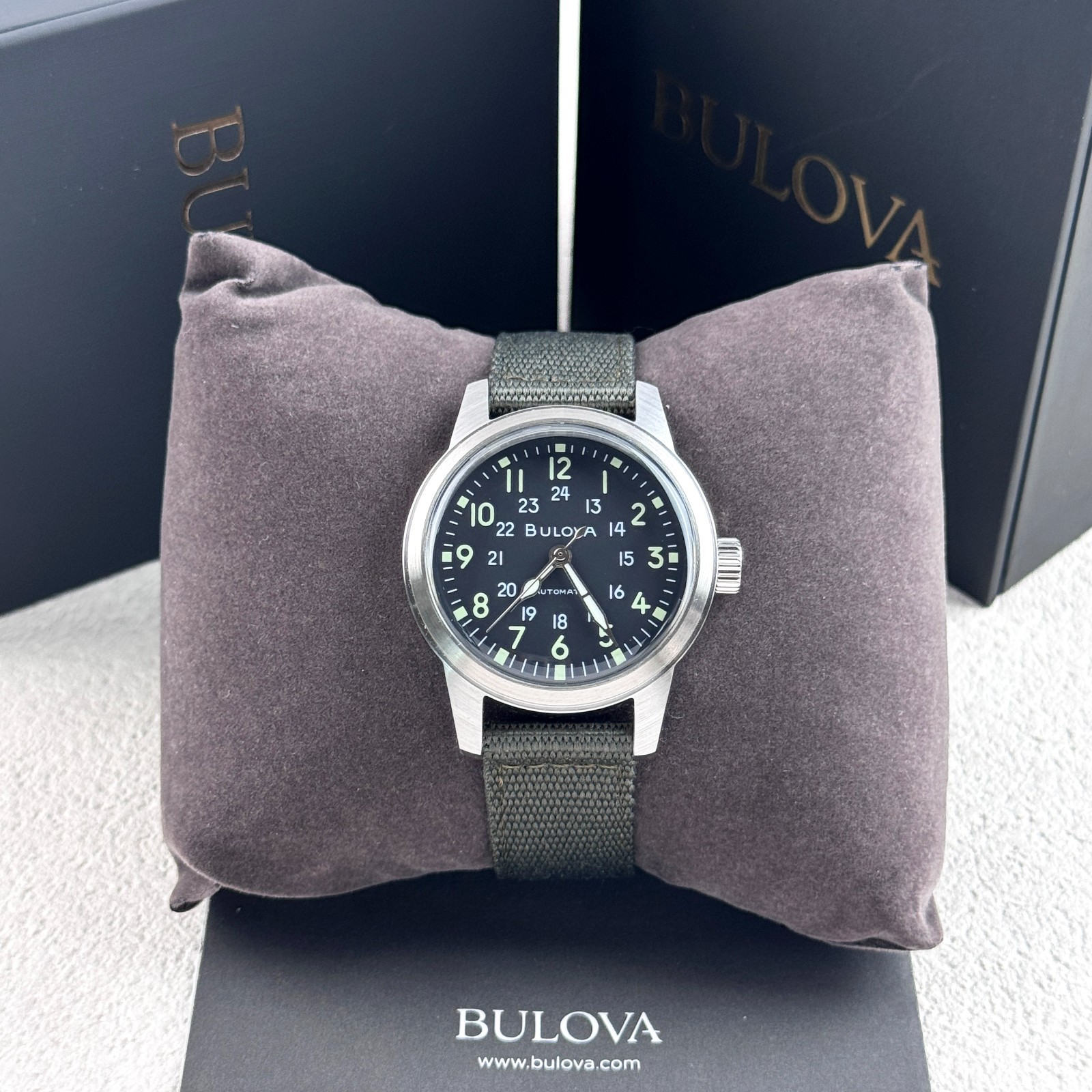 Bulova Men’s Hack VWI Special Edition Automatic Black Dial Nylon Watch 96A259