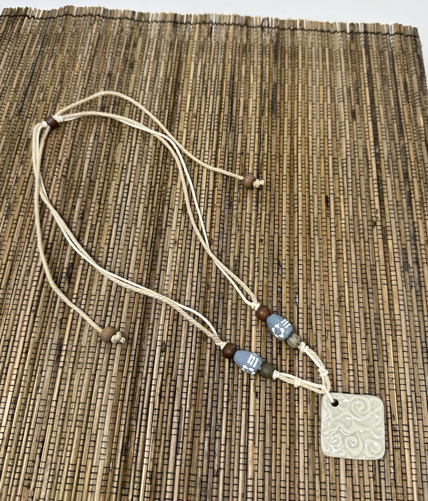 Bohemian Coastal Handmade Necklace | Sand Beige Spiral Pendant | Beach-Inspired