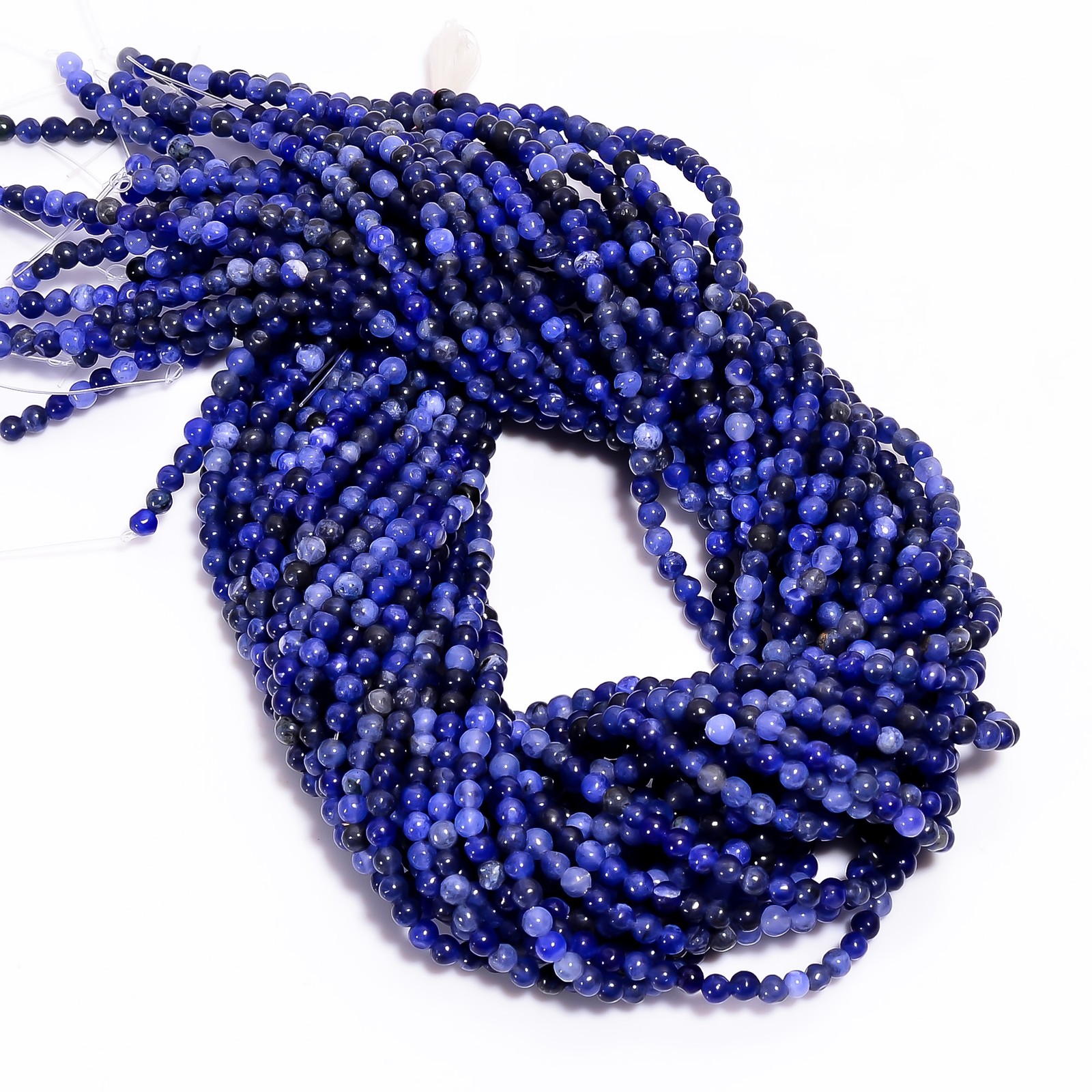Natural Sodalite Gemstone Round Shape Smooth Beads 4X4.5 mm Strand 15″ AB615