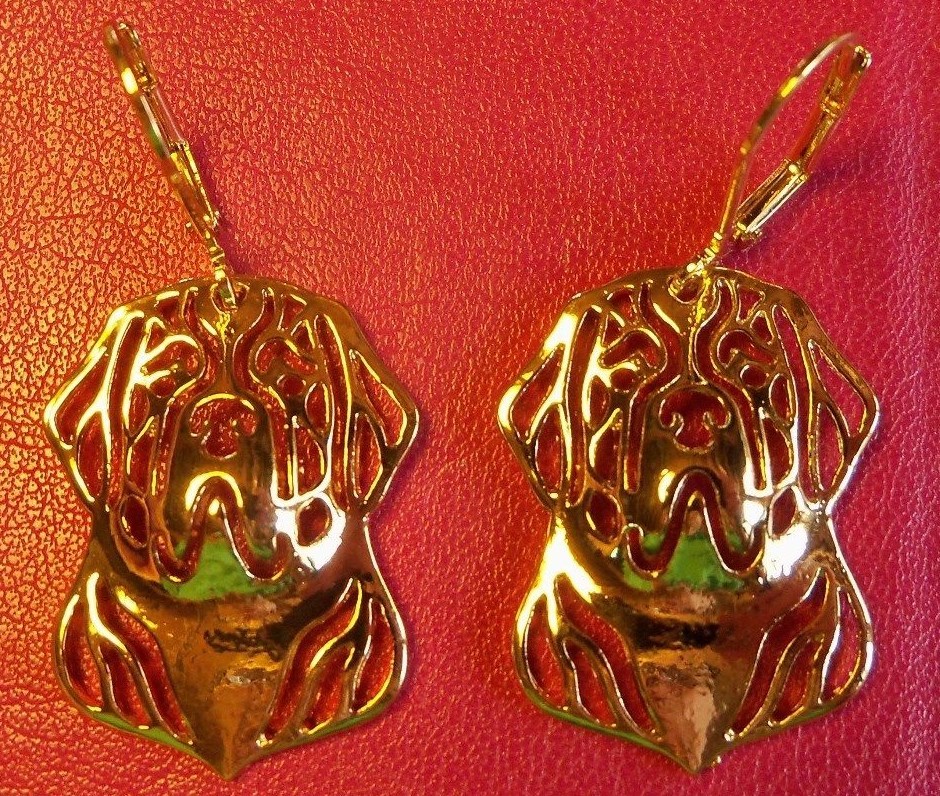 SAINT ST BERNARD Dog Earrings ~ Gold Tone ~ Dog Lover ~ Cute!
