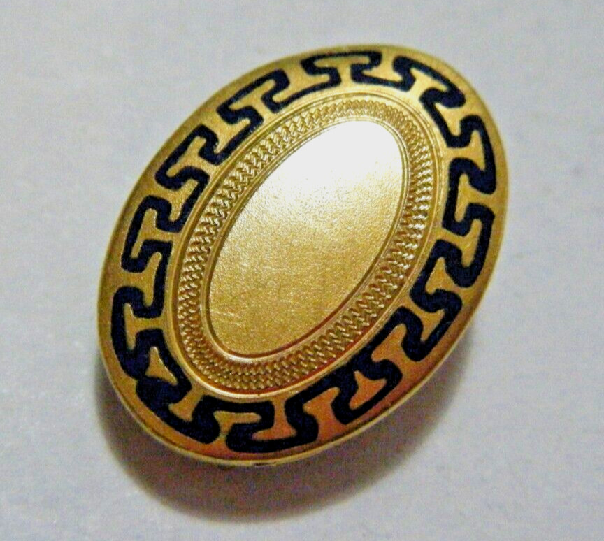 14K Victorian E. Ira Richards &Co. Tie Clothing Clip Engine Turned Blue Enamel
