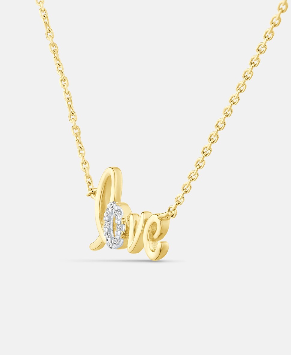 9ct Yellow Gold Love Diamond Necklace