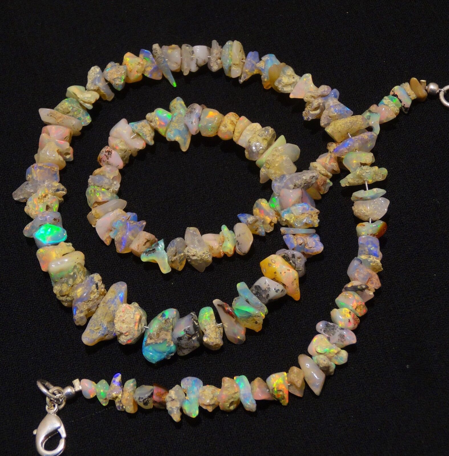 Natural Gem Ethiopian Welo Opal 5 to 10MM Approx. Uncut Beads Necklace 18″