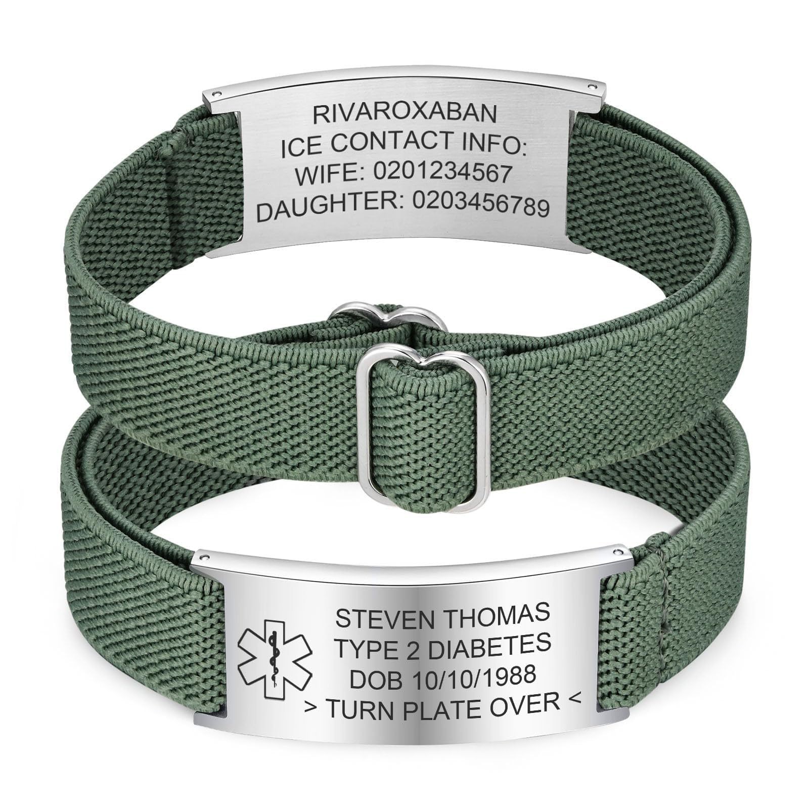 Free Engraving Personalized Medical Alert Bracelet Stainless Steel Wristband