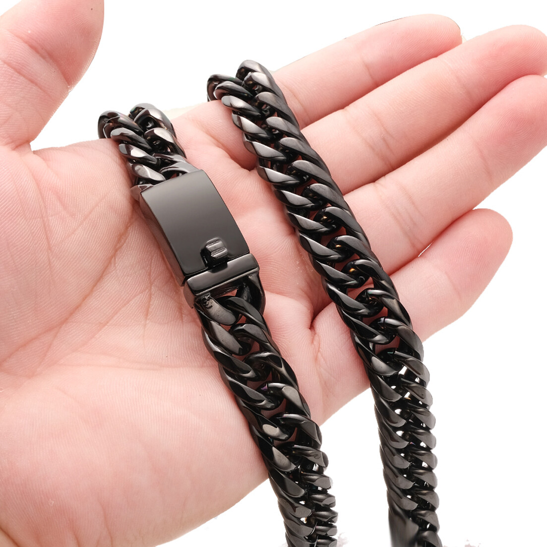 13mm/16mm Silver Gold Black Stainless Steel Cuban Link Chain Necklace 16in-40in