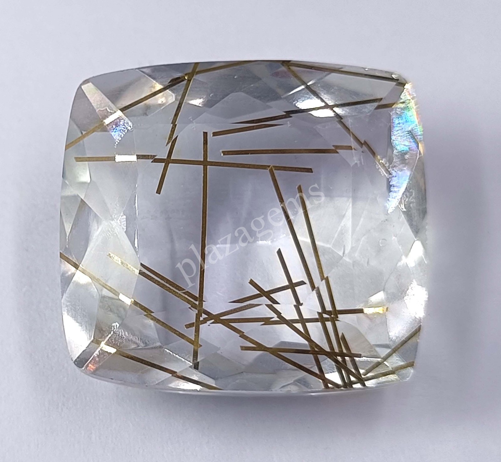 Certified 74.65 Ct Natural Yellow Rutilated Quartz Cushion Cut Loose Gems 5DSW