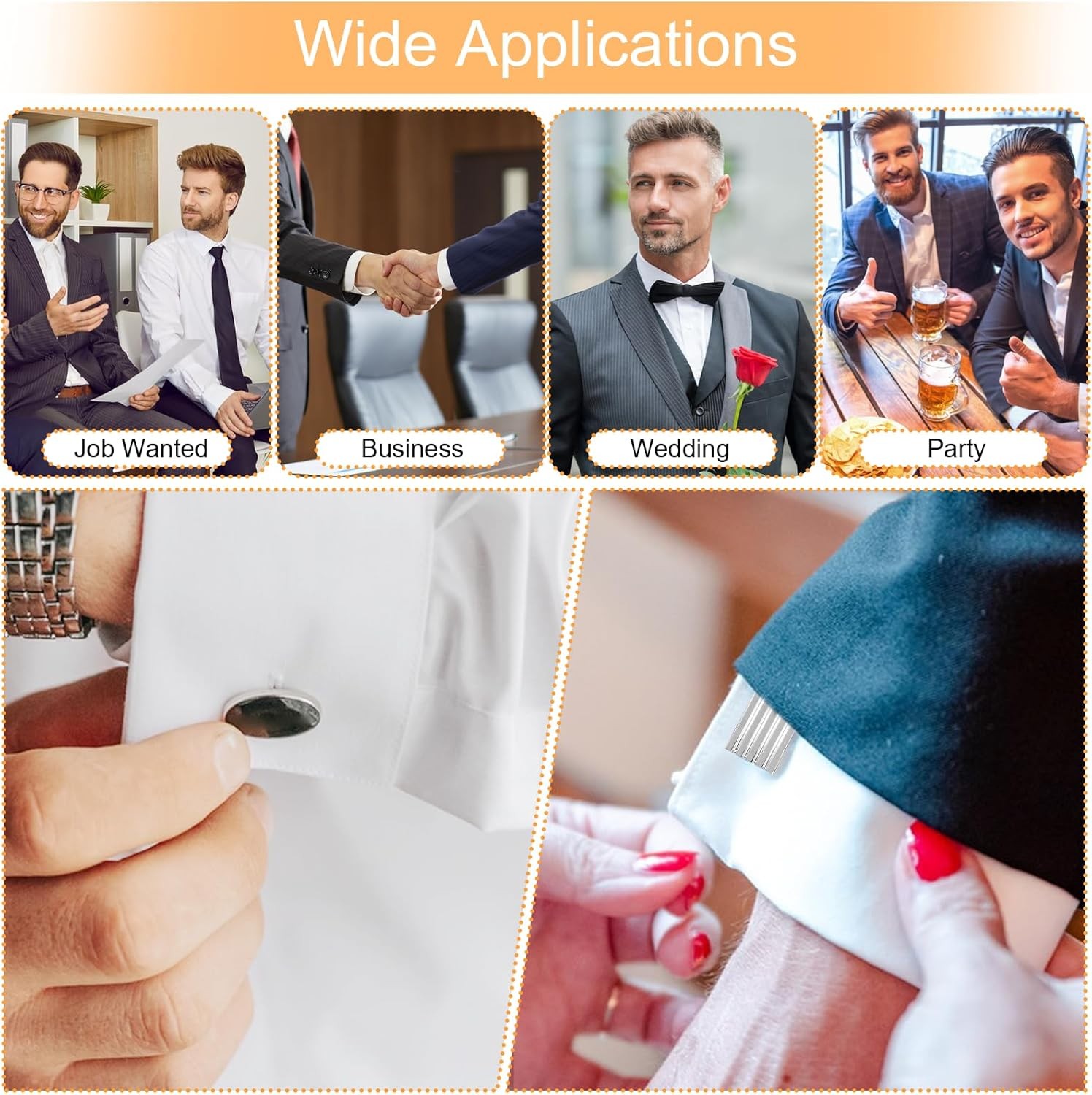 8 Pcs Men’s Classic Cufflinks Cuff Links for Men Silver Black Striped Disc Squar