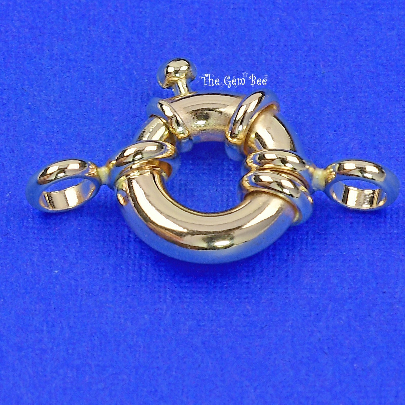 Heavy 12.9MM 14k Solid Yellow Gold Designer Spring Bolt Ring Sailors Clasp