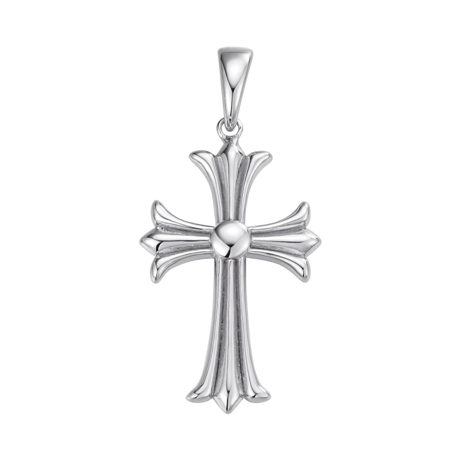 Gothic Cross Plain Real 925 Sterling Silver Pendant Necklace Hearts Of Chrome