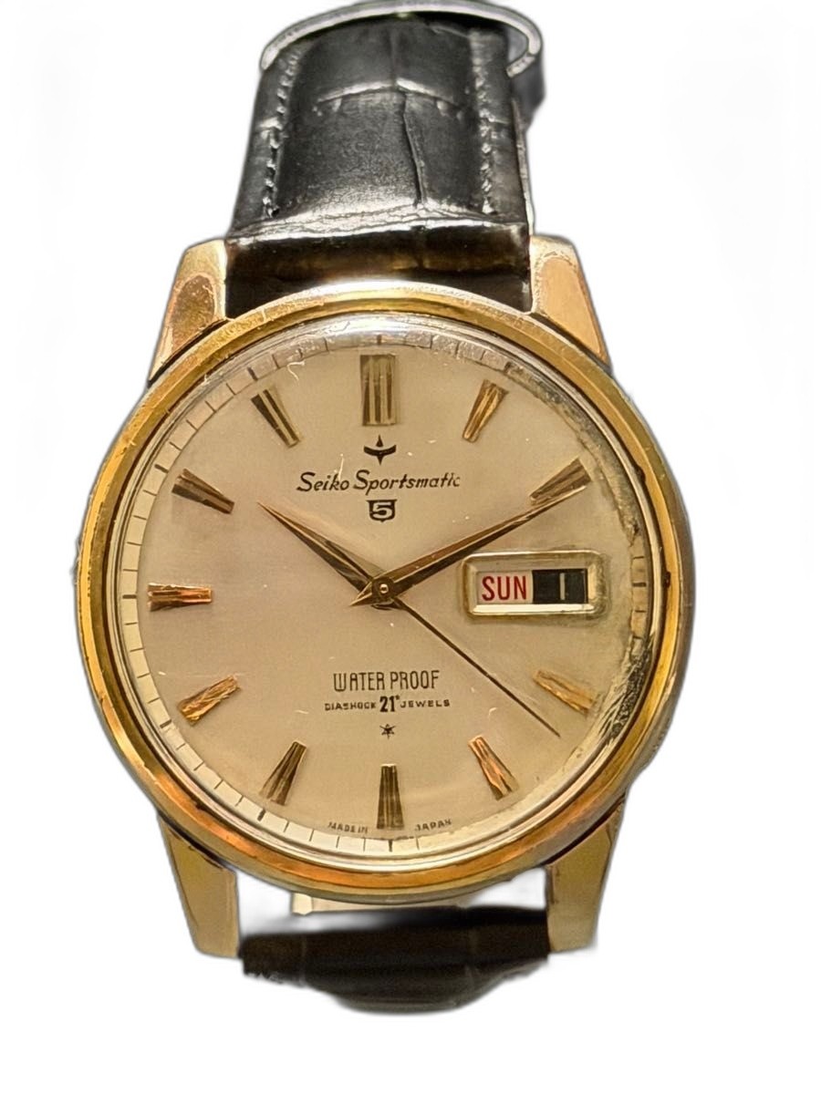 SEIKO Sportsmatic 5 Automatic Men’s Watch Champagne White Dial For Parts or Not