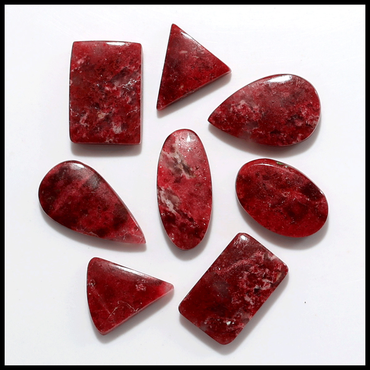 8 PC Natural Thulite Hi-Quality 16.2mm-24.7mm Mix Cabochon Loose Gemstones Lot