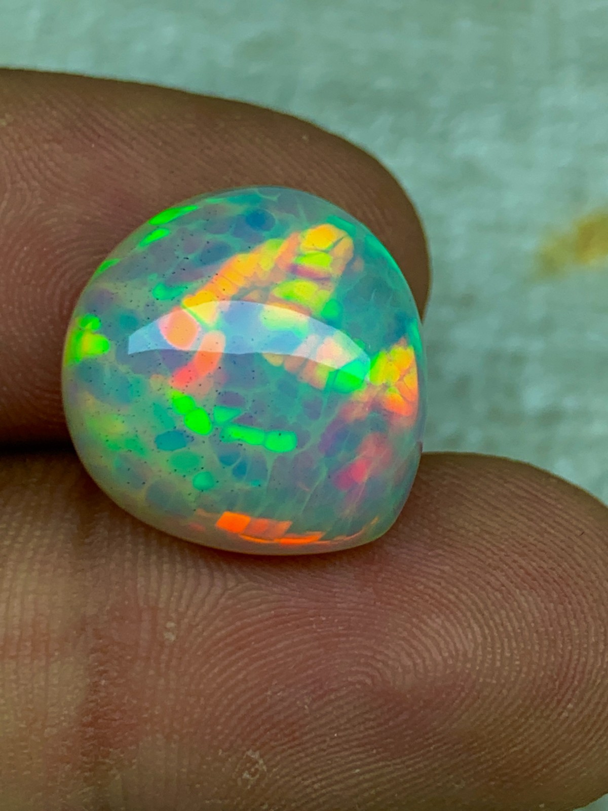 Natural Ethiopian Welo Opal 10.80crt Honeycomb Pattern Cabochon Loose Gemstone