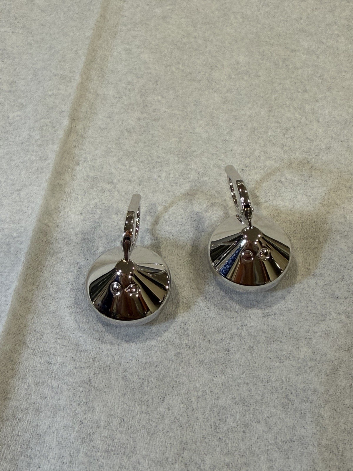 Swarovski Bella Clear Round Crystal Earrings Silver Tone Authentic Big size