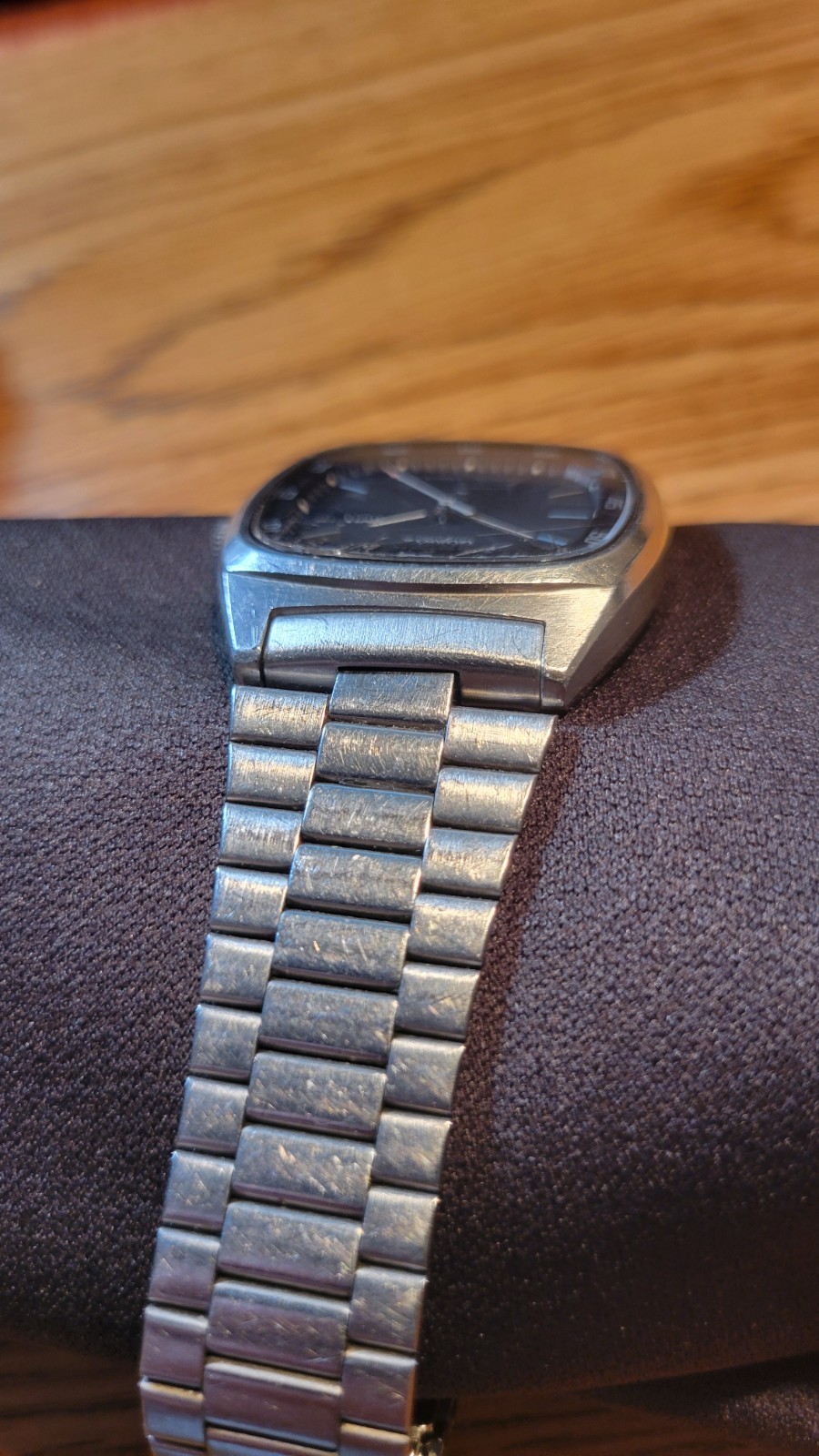 VintageSeiko Quartz Men’s Day/Date 35mm Black Dial Silver Steel Bracelet