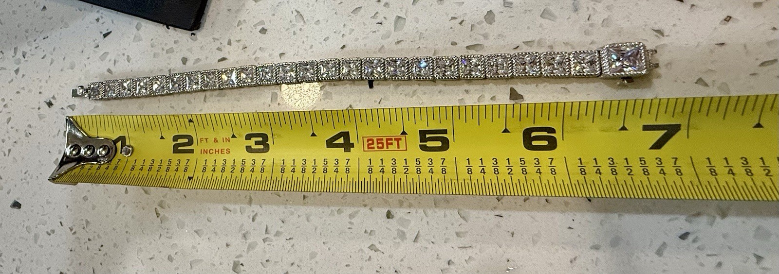 Judith Ripka Princess Cut Diamonique Sterling Silver Tennis Bracelet Size 7