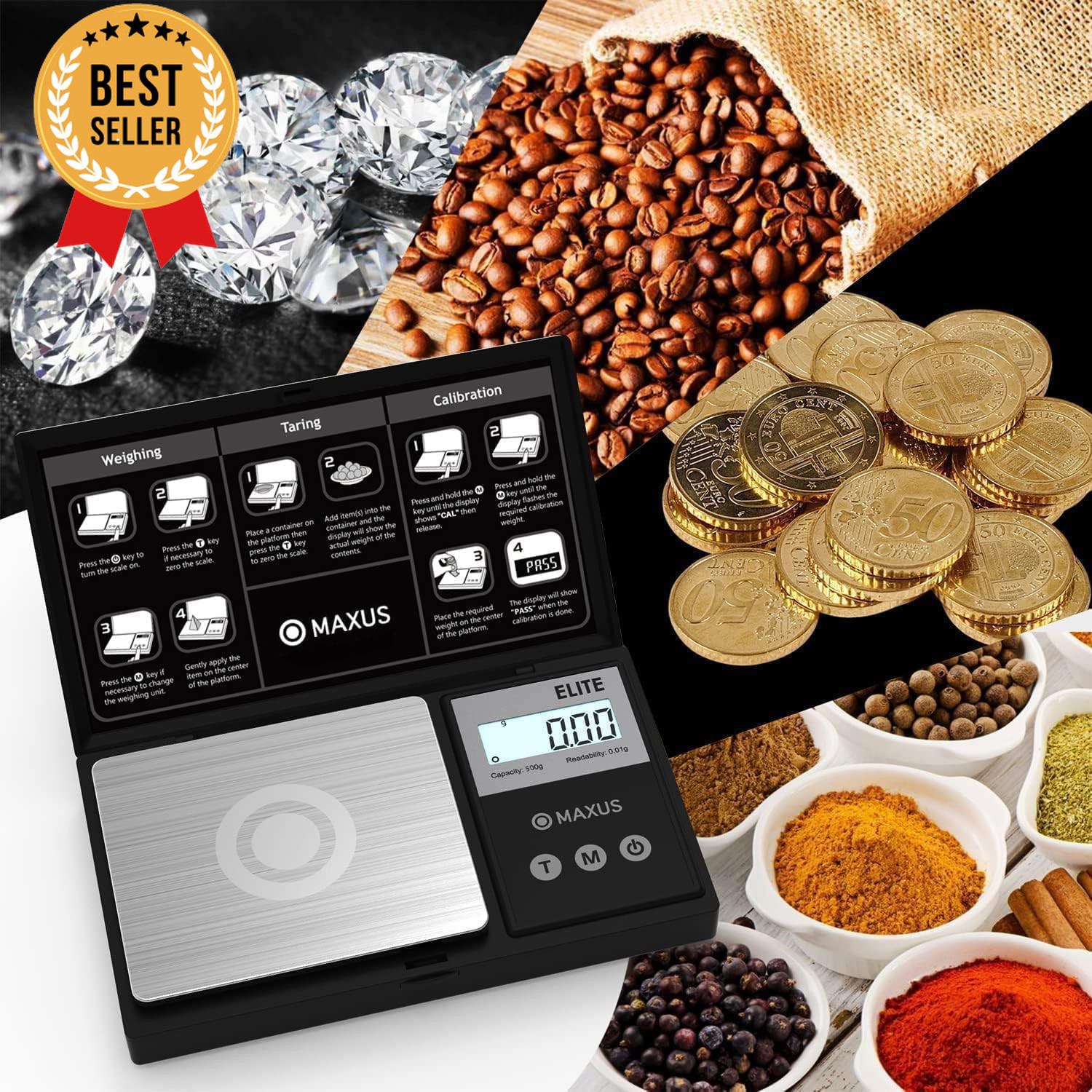 500g Digital Gram Scale – Pocket Size, Tare Function, High Precision