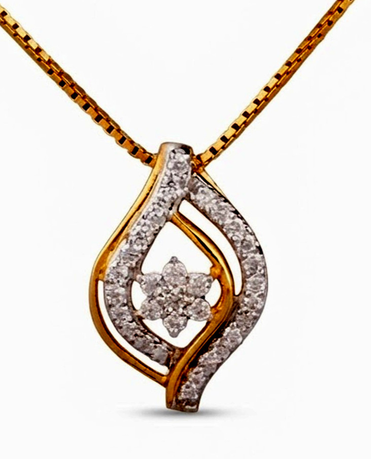 0.64ct Natural round diamond 14k BIS Hallmarked solid yellow gold Pendant