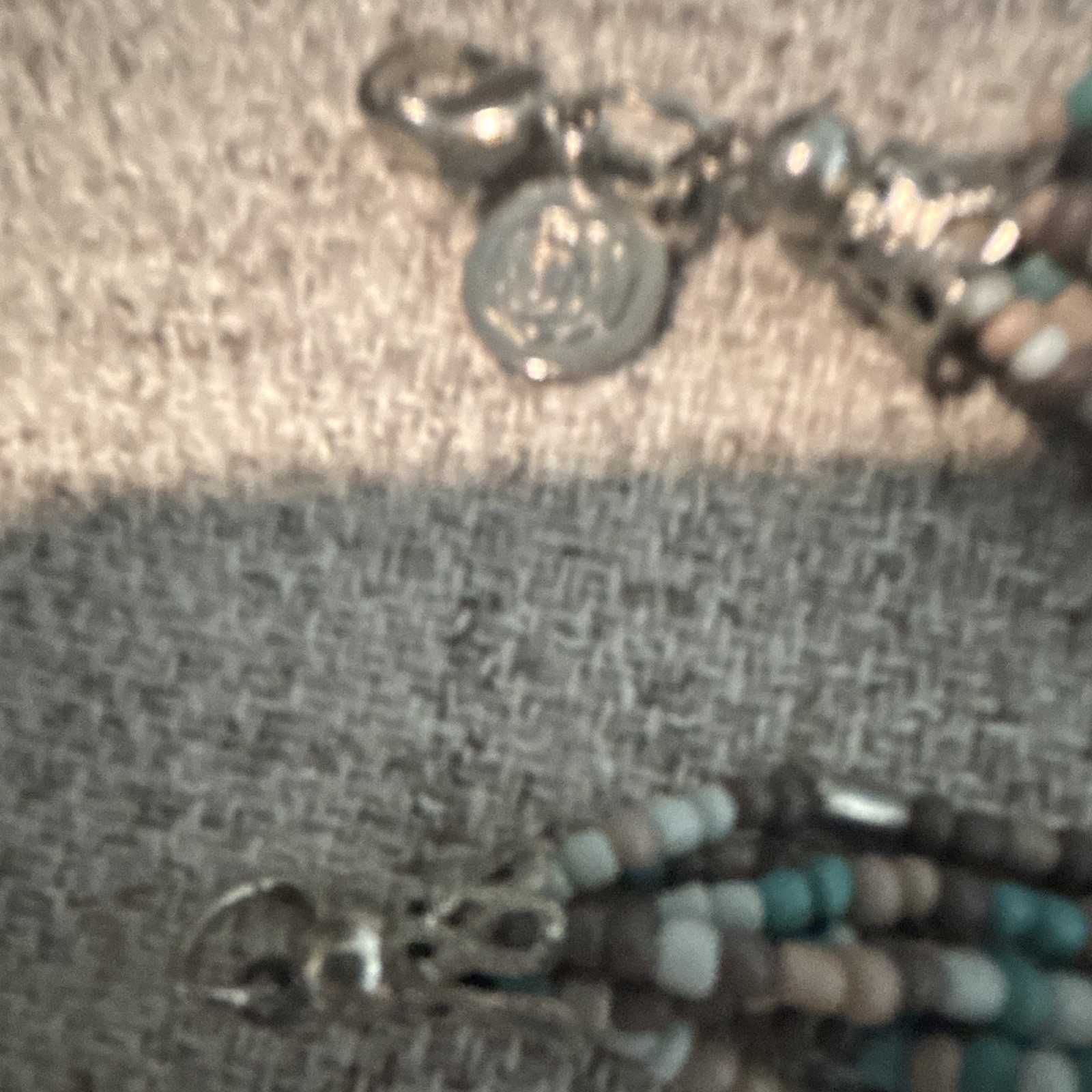Aqua & Beige Bohemian Multi-Strand Beaded Knot Pendant Ball/Bead Necklace