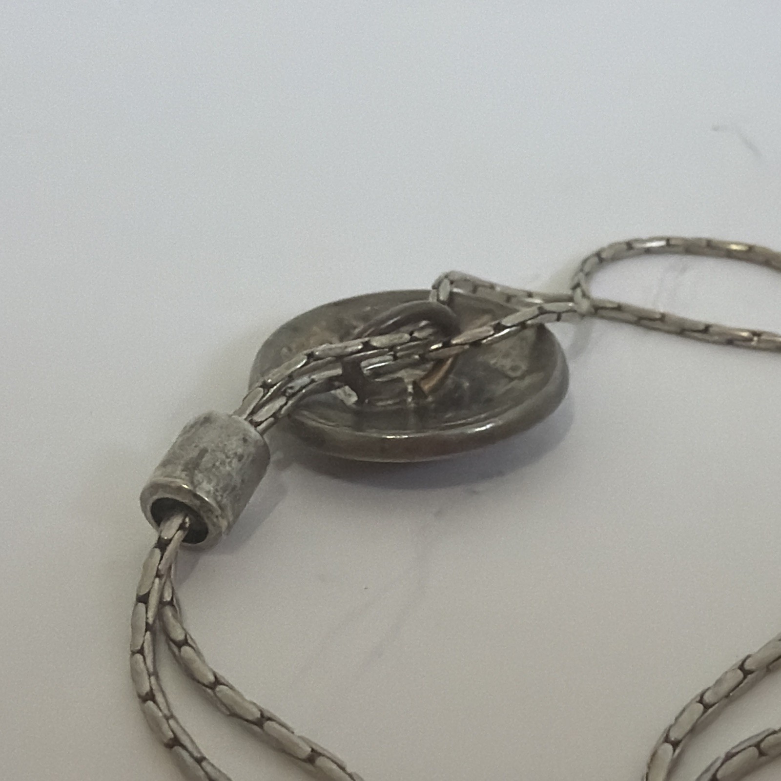 Vintage Buffalo Nickle Silver Southwestern Bolo Slide Necklace 19.5”