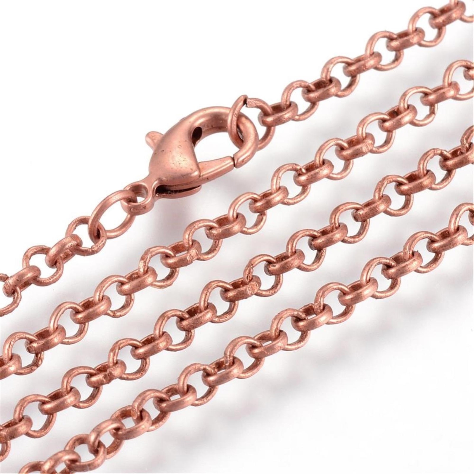 Antique Copper 30″ 75cm Long Round 3mm Rolo Link Chain Necklace