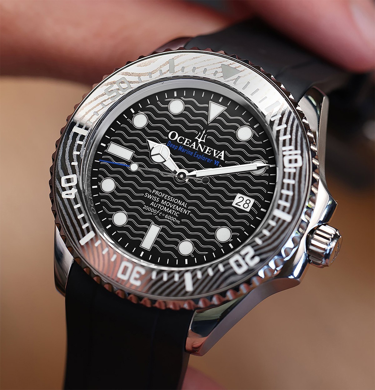 Oceaneva 6000m Grade 5 Titanium AUTOMATIC Watch SWISS MOVEMENT Black
