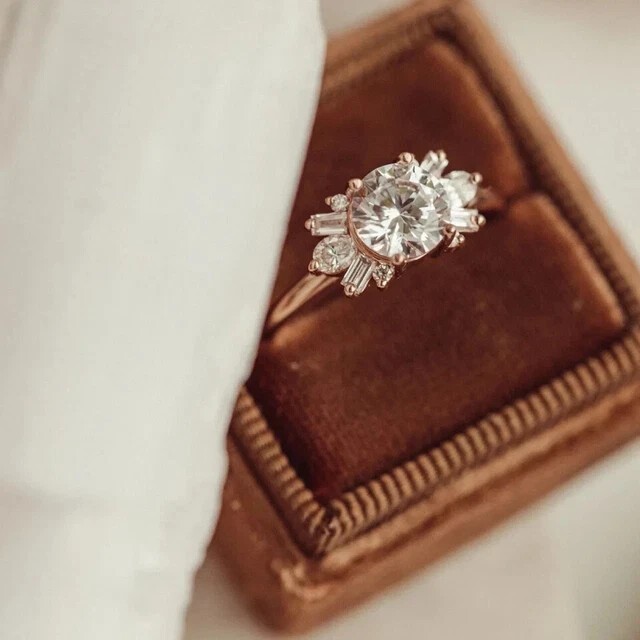 2.20Ct Round Cut Simulated Diamond Lovely Wedding Ring In 14K Rose Gold Plated