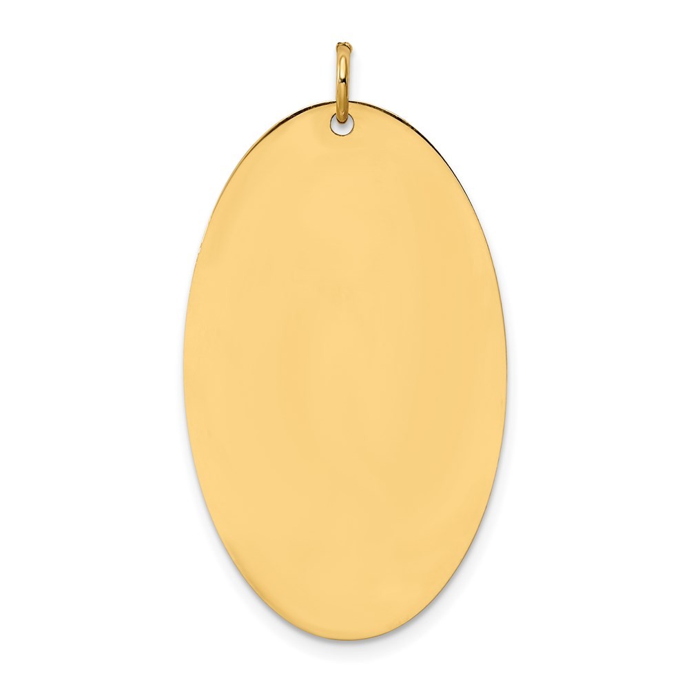 14k Yellow Gold Plain .013 Gauge Engravable Elliptical 36x21mm Disc Charm