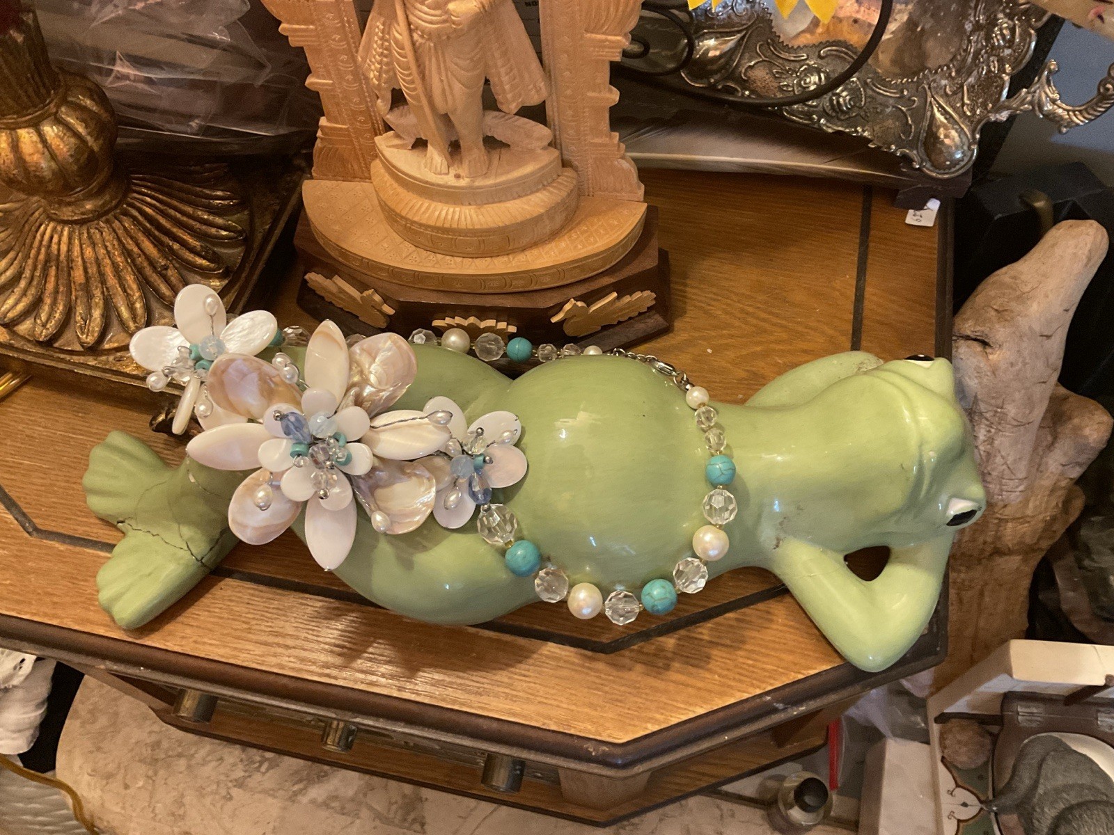 Handmade Abalone and Mother-of -Pearl Shells Necklace One of A Kind 22 Inches