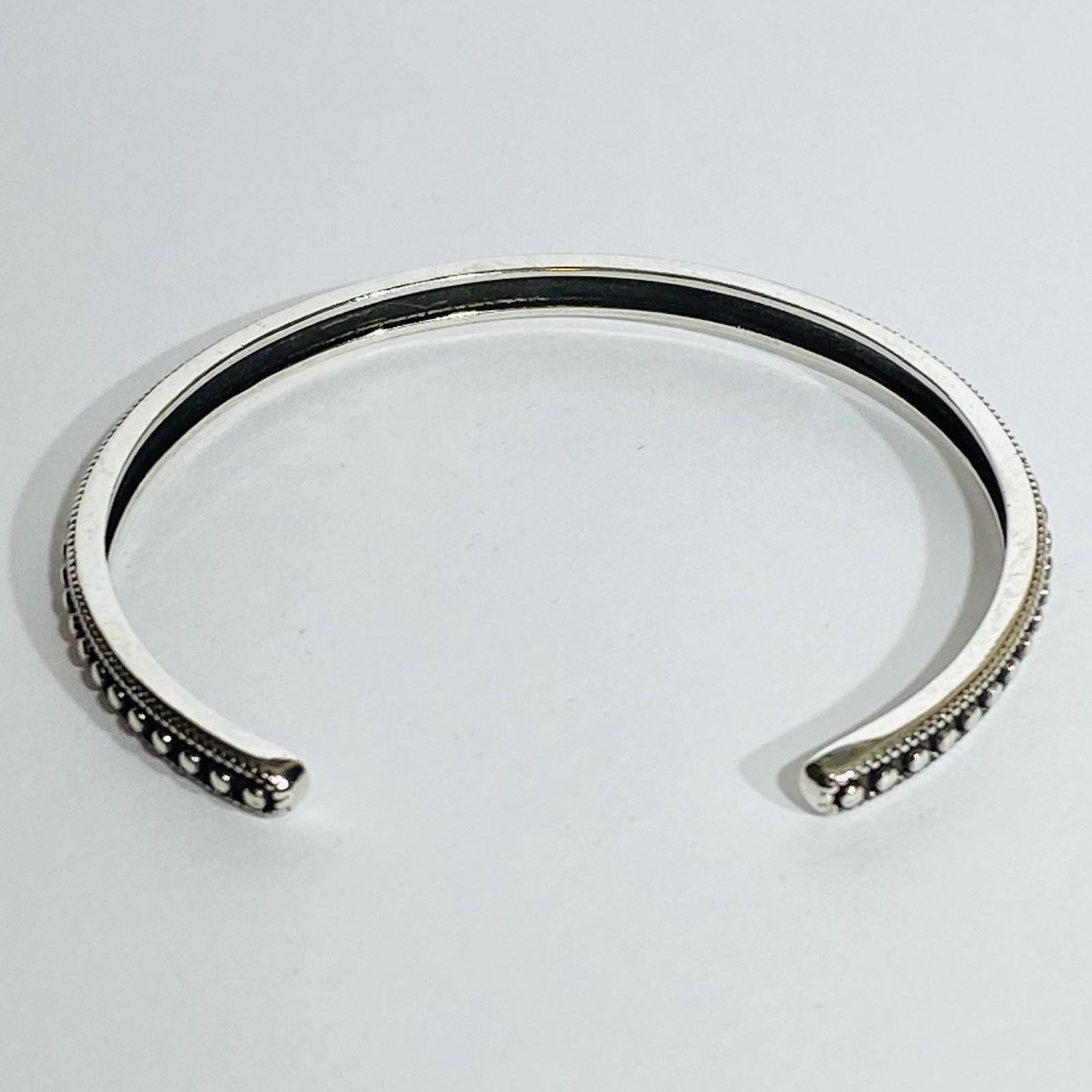 Sterling Silver S925 Beaded Milgrain Open Cuff Bracelet 10g 7″ Vintage Style