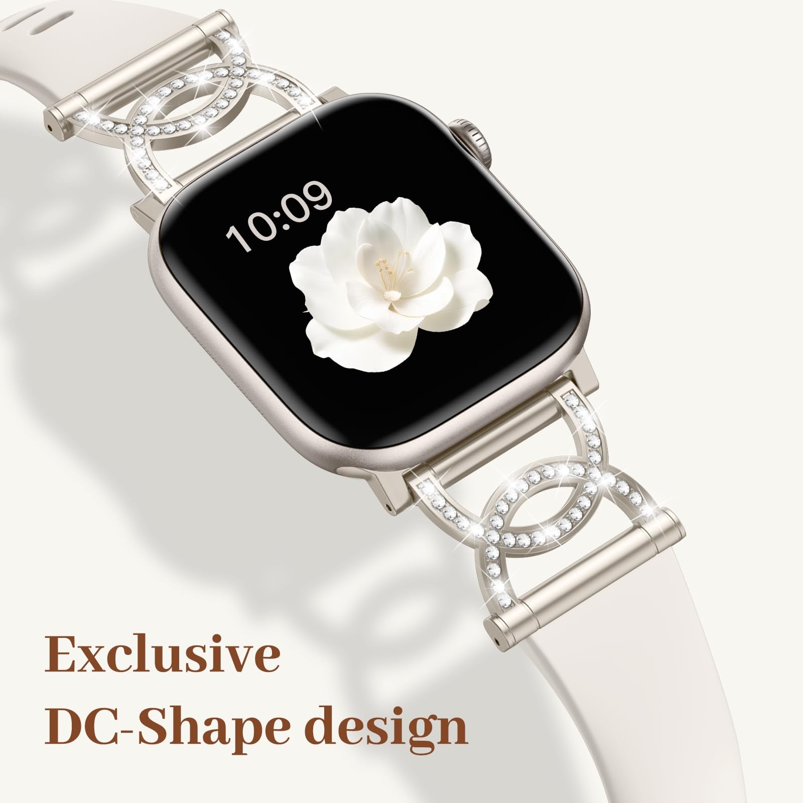 DaQin Slim Silicone Band 38mm/40mm/41mm/42mm(series 11 10), Diamond Starlight