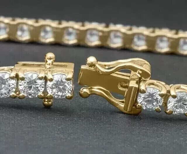 6.60CT Round EF/VVS Lab Grown Diamond Valentine’s Gift Tennis Bracelet 18K Gold