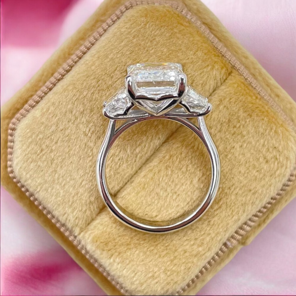 Lab Grown Diamond CVD 14K White Gold Engagement Ring Emerald Cut 6.80 Carat IGI