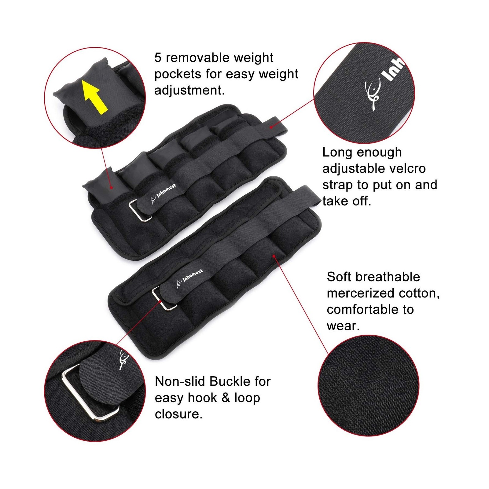 Adjustable Ankle Weights 1-5/10/12 Lbs Leg Weights for Men Women,Wr… Fast Ship