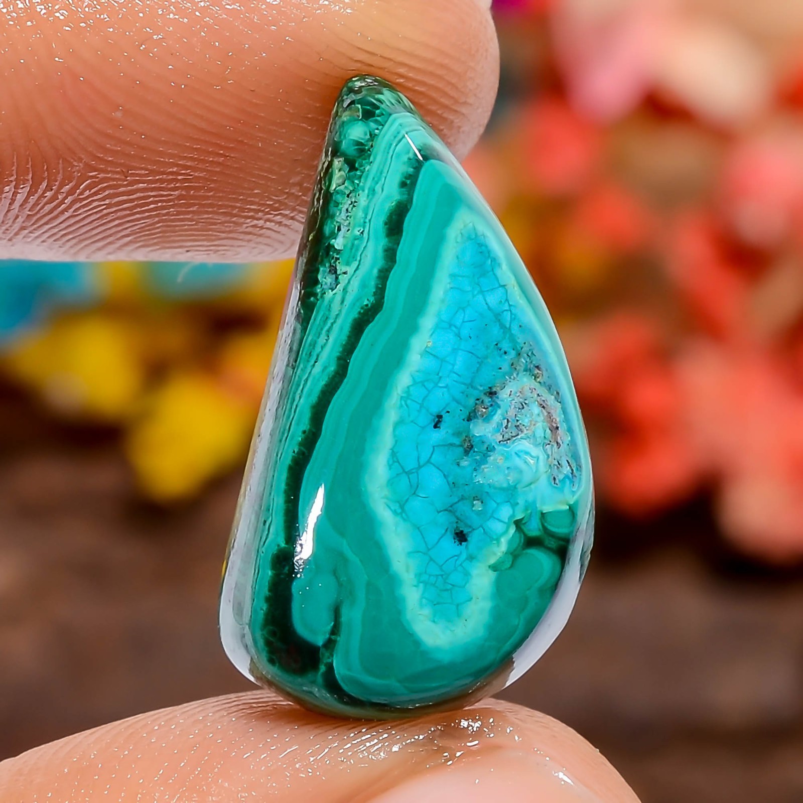 Natural Malachite Fancy 16Ct Loose Gemstone 21X11X4mm Crystal Healing Green