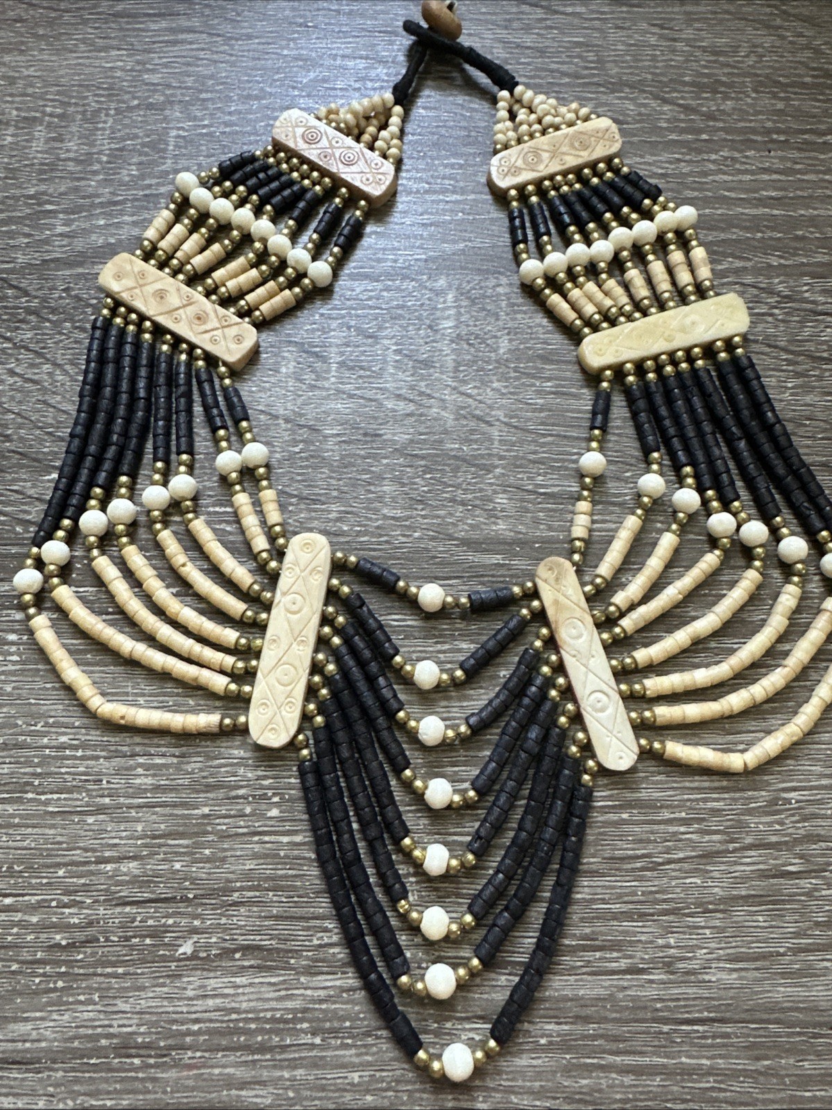 Western Tribal Ethnic Native Beaded Statement Fashion Necklace
