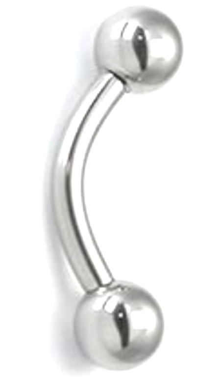 10g 1 Inch Prince Albert Curved Barbell Internally Threaded F 136 Surgical Steel