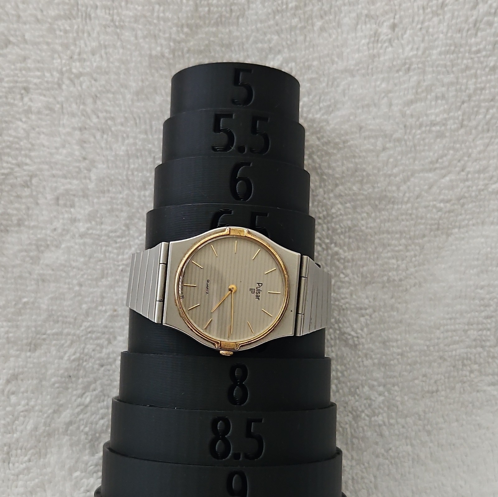 Pulsar Quartz Two-Tone Silver/Gold Bracelet Watch Silver Dial Stick Indices