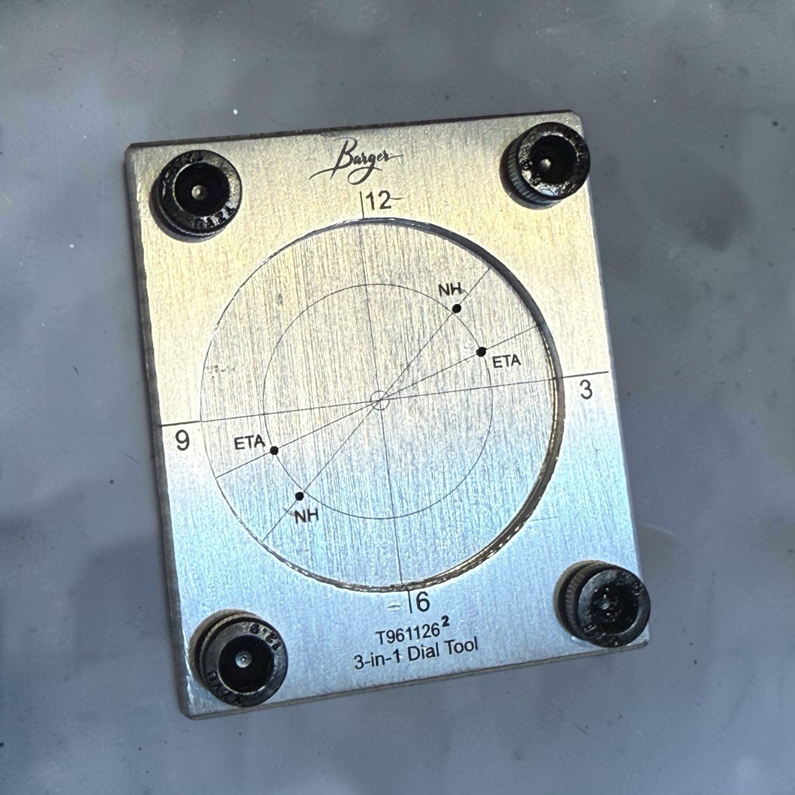 Watch dial 3-in-1 Tool: Precision Dial Foot Template, Heat Sink, Dial Holder