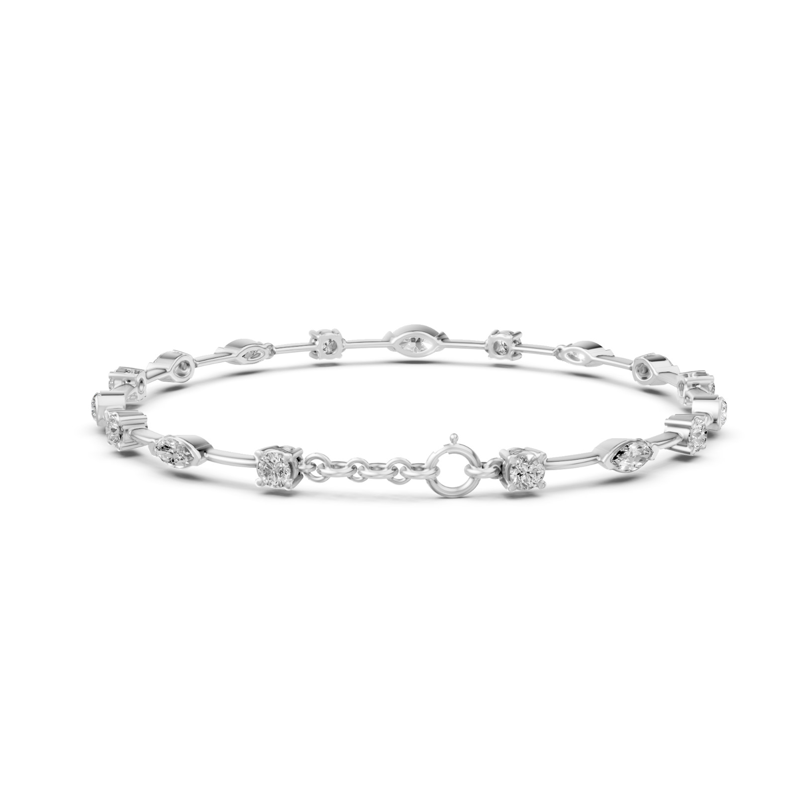 2.86 CT Marquise Lab Grown Diamond Station Chain Bracelet