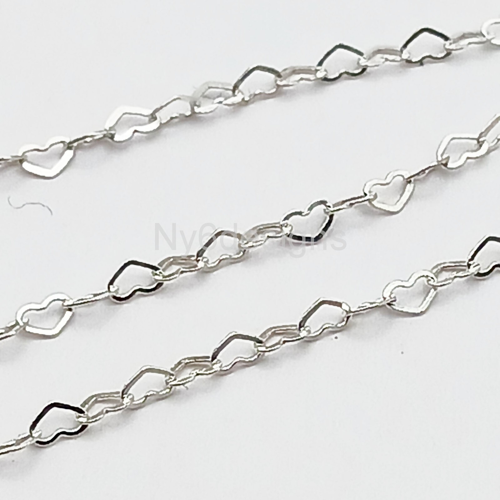 925 Sterling Silver Flat Heart Cable Chain 2.7×1.9mm Jewelry Supply sold by ft