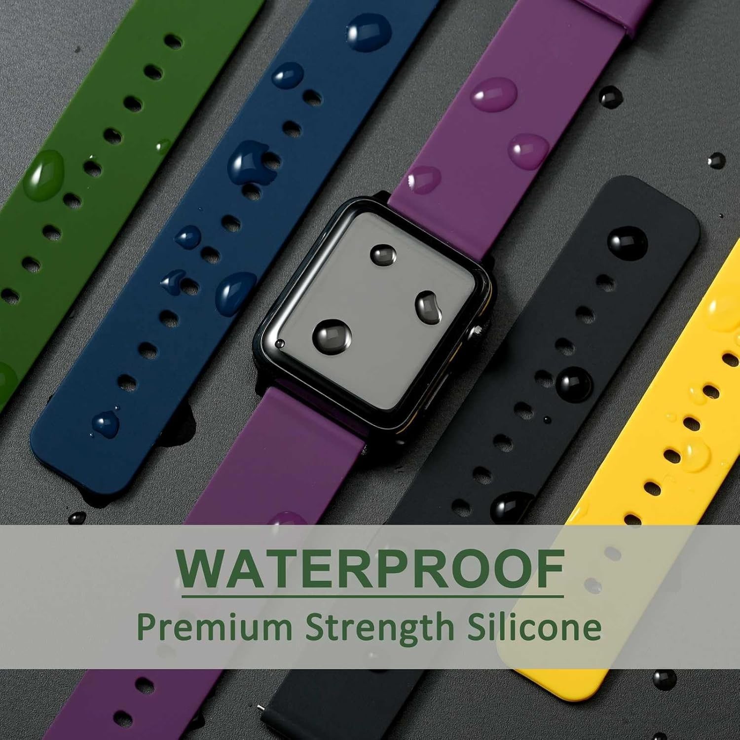 Stylish 22mm Silicone Watch Band with Black Steel Buckle – Waterproof & Easy Fit