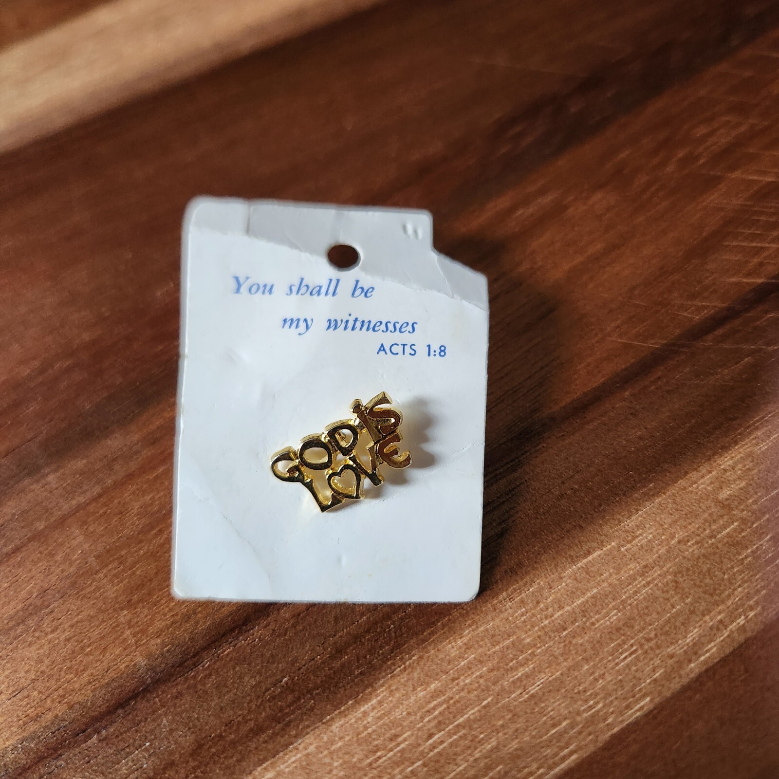 God Is Love Pin Religious Jewelry Goldtone Pinback Faith Spirituality