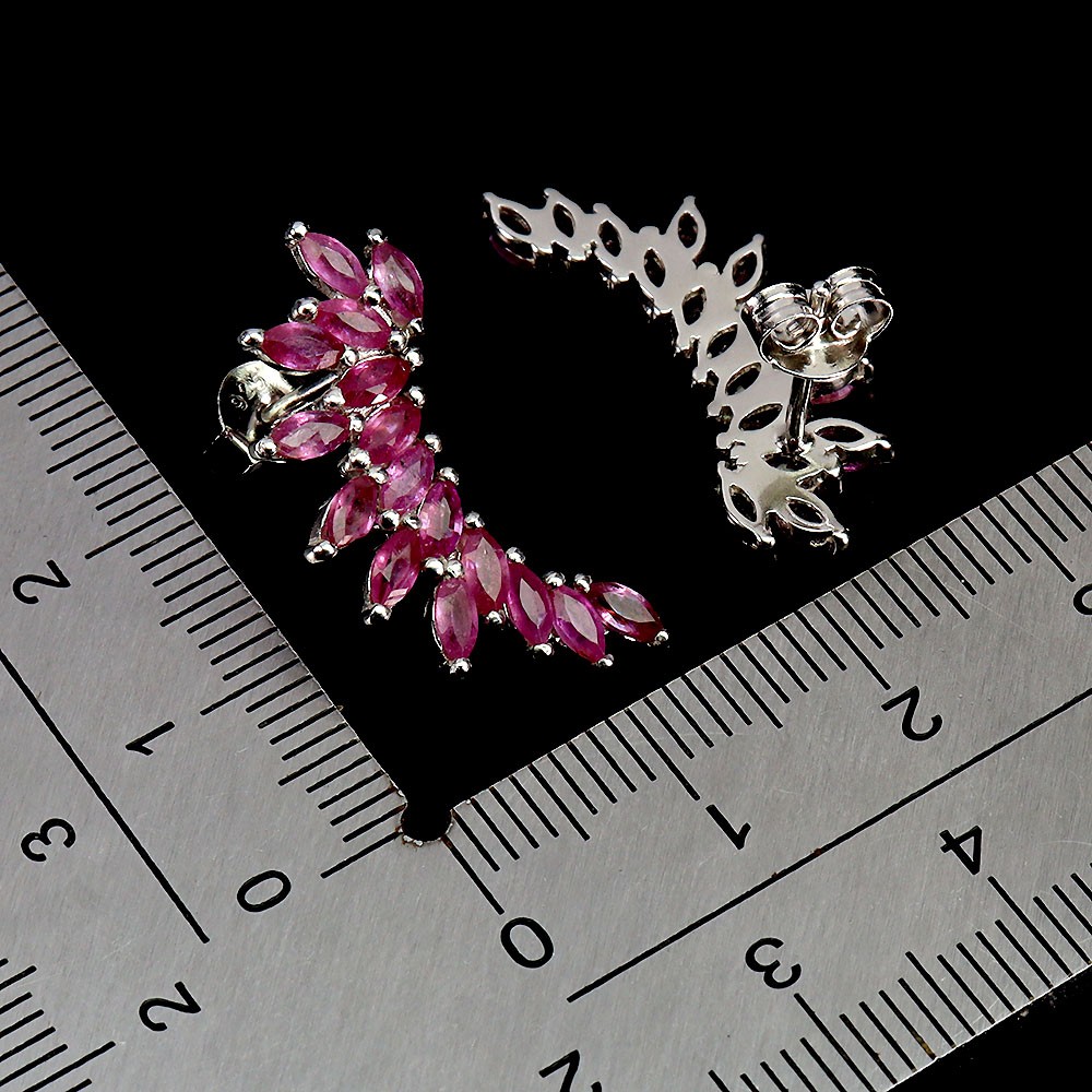 925 Sterling Silver Earrings Marquise Ruby Natural Gemstone Jewelry
