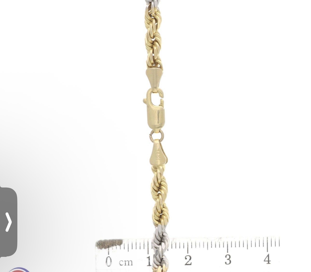 14k (stamped) tri-color gold rope chain. 24 inches long
