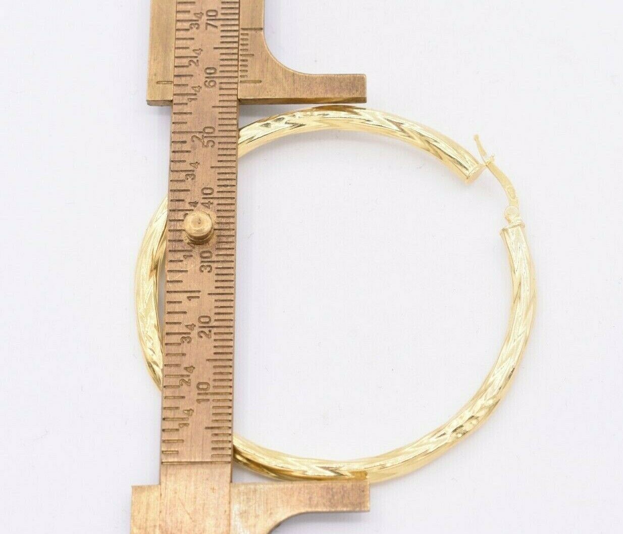 2 3/8″ 60mm Twisted Diamond Cut Hoop Earrings 14K Yellow Gold-Plated Silver