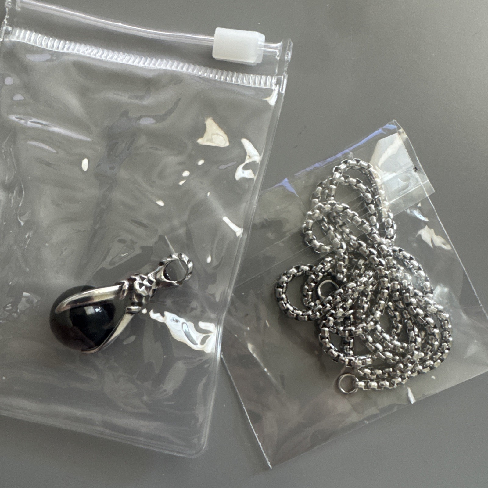 Dragon Eagle Claw Black Stone Pendant Stainless Steel 24” Chain Gift Unisex