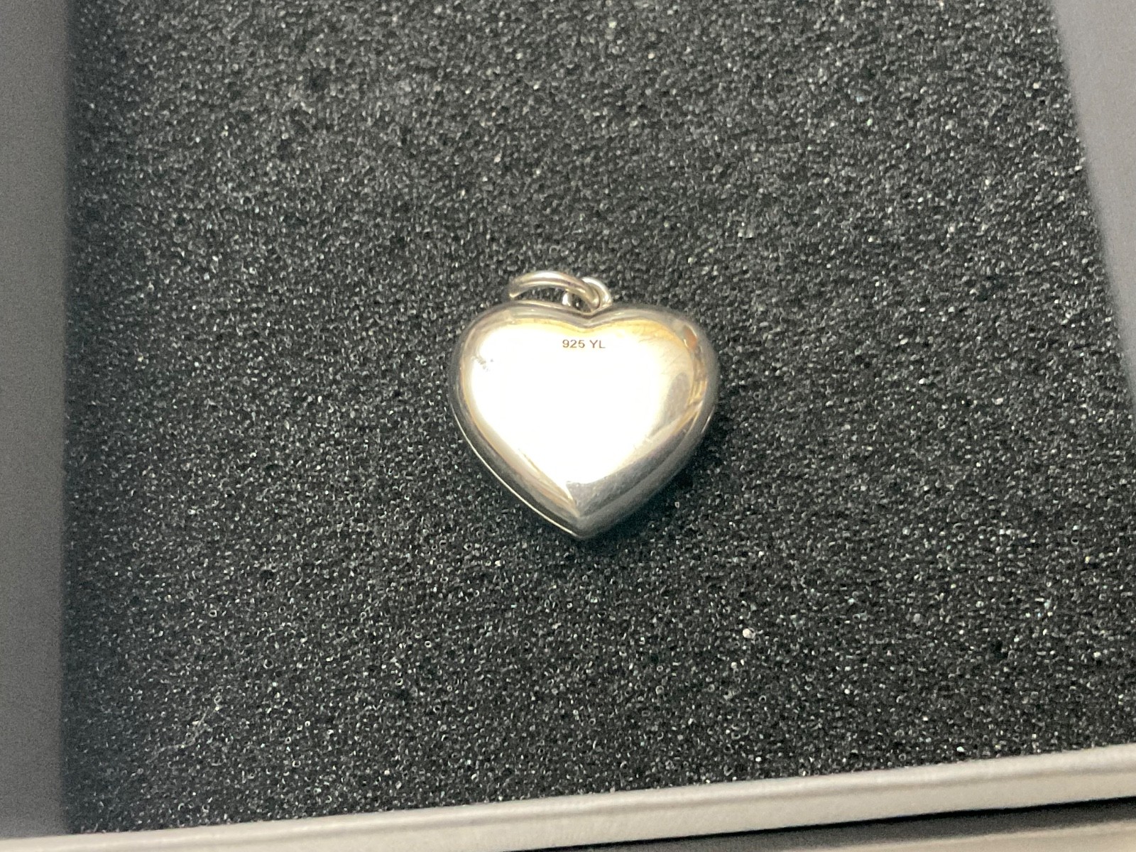 Sterling Heart Locket Pendant Signed YL 925 Rev. Emerald Gemstone
